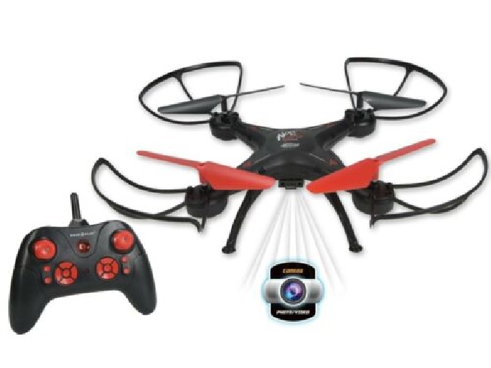 Gear2Play Drone Noir et Rouge Quadrirotor Télécommandé pour Enfants Garçons