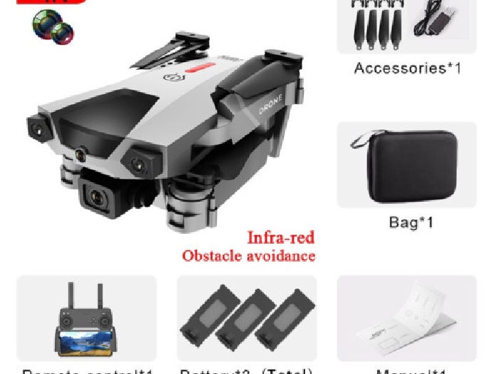 Drone 4K Double caméra Détection d?obstacle Retour automatique FPV 3 batterie