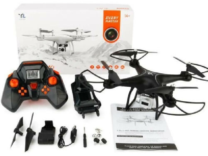 Quadcopter drone caméra WIFI 10 min porté 100m telecommande plastique noir 1 ans